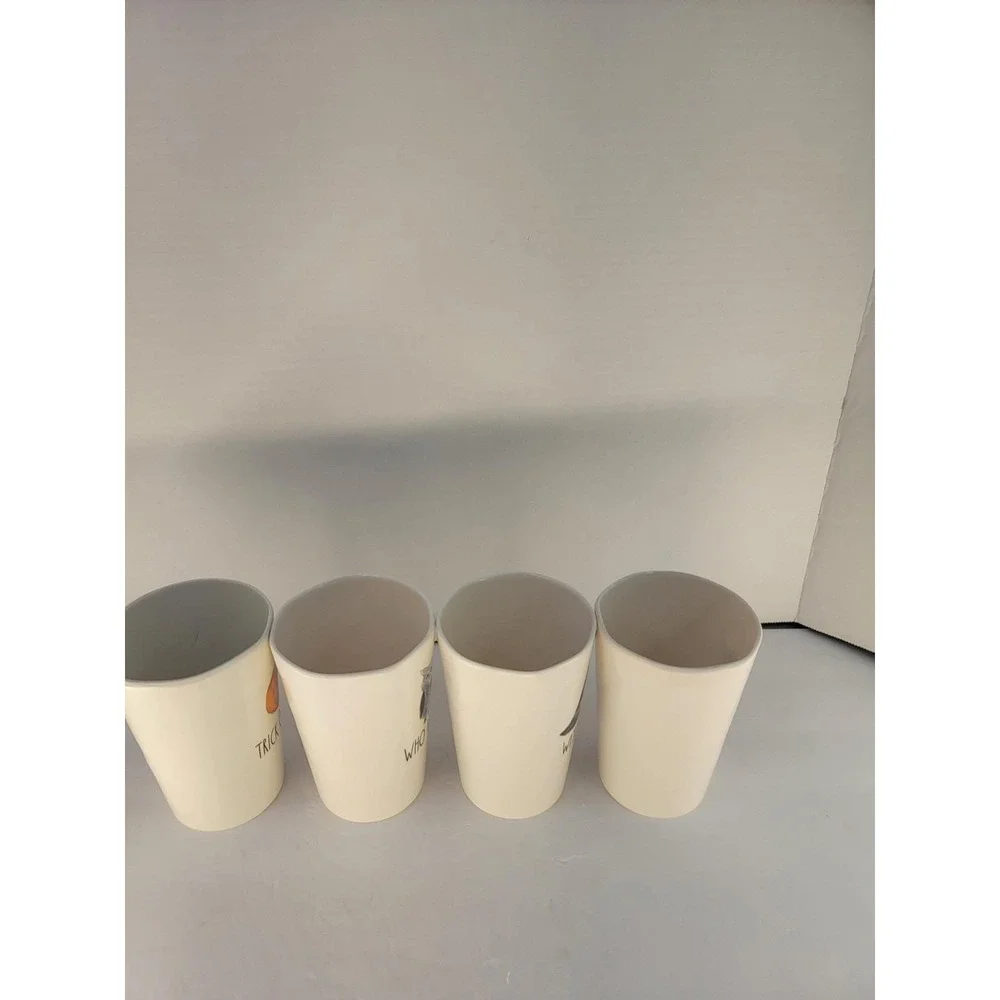 Rae Dunn Halloween Melamine Tumbler Set of 4 Trick or Treat Witchy Scaredy Cat